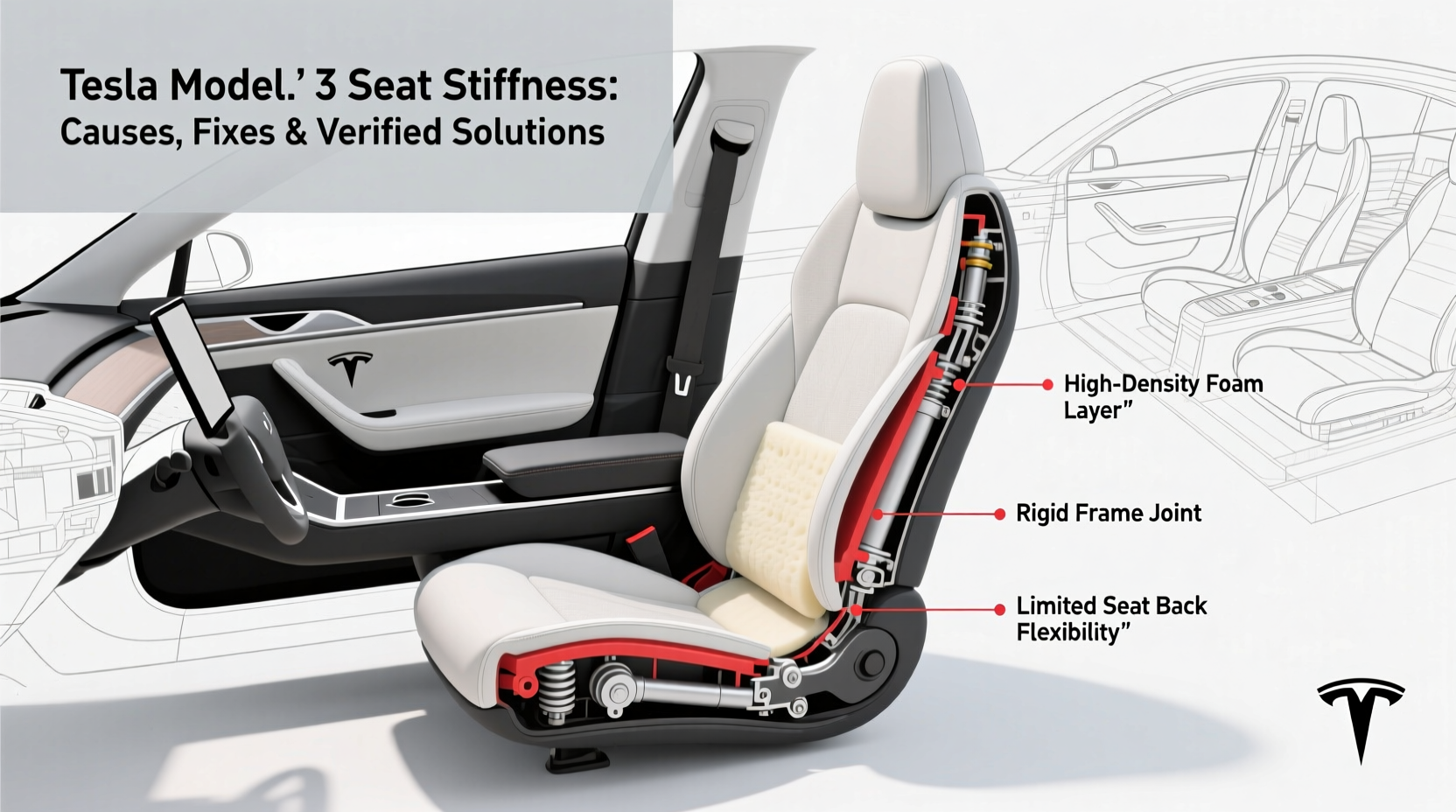 model 3 seat stiffness cause fix
