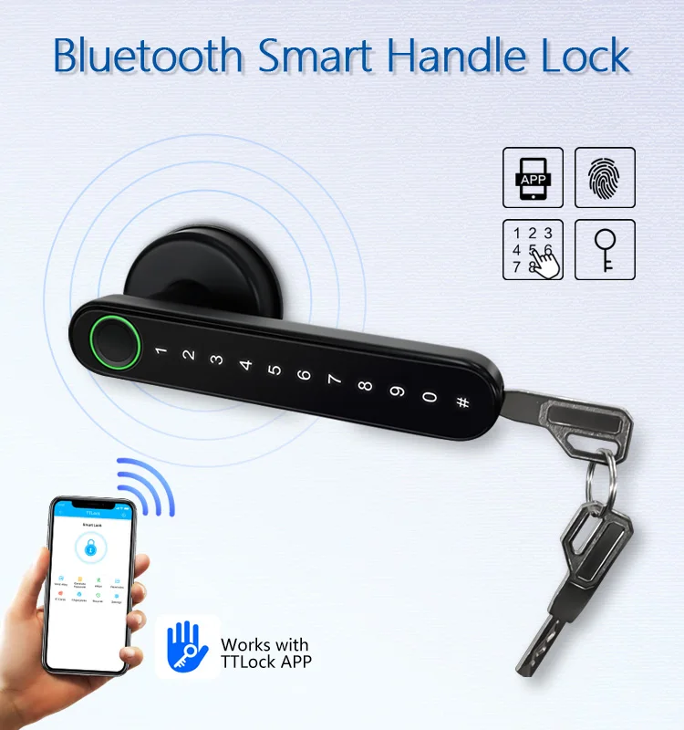 Google Alexa Support Fingerprint Handle Lock For Interior Door BLE App WiFi Smart Lock Electronic Door Lock