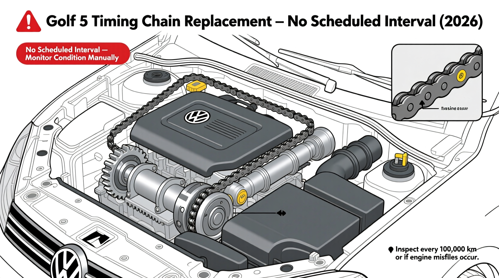 Golf 5 Timing Chain Replacement: No Scheduled Interval for 2026