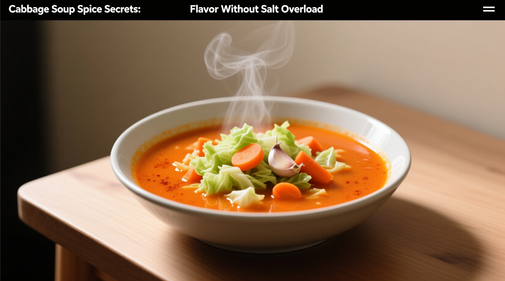 Finished cabbage soup in white bowl showing vibrant orange broth from smoked paprika