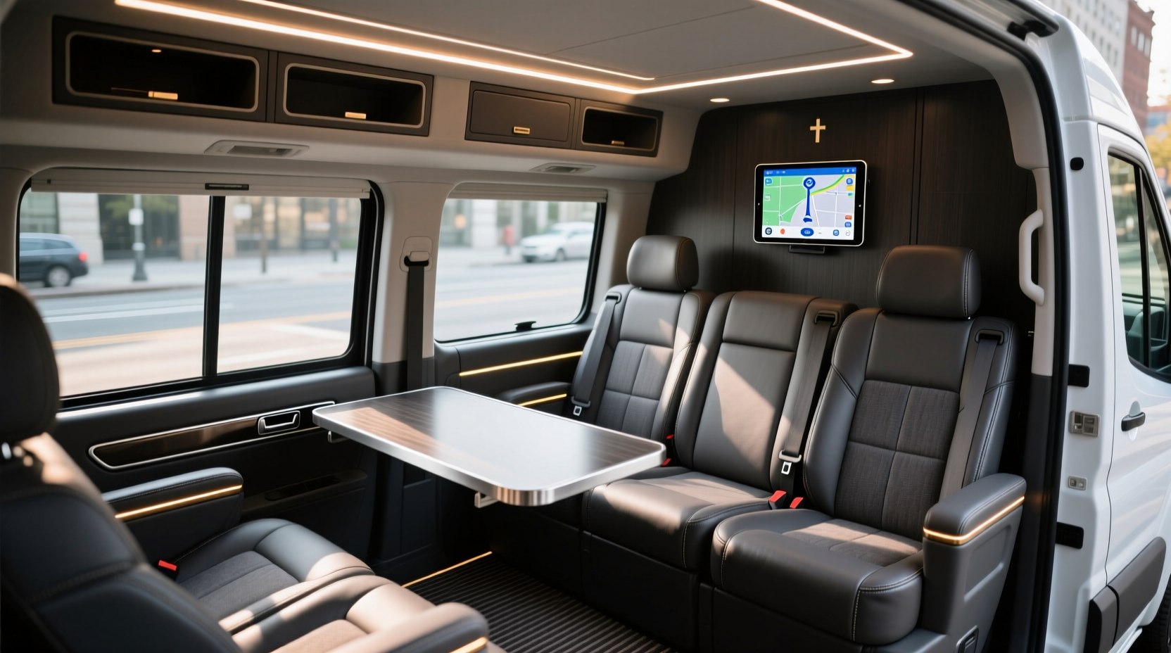 What is the interior like on a Ford Transit 15-passenger van?