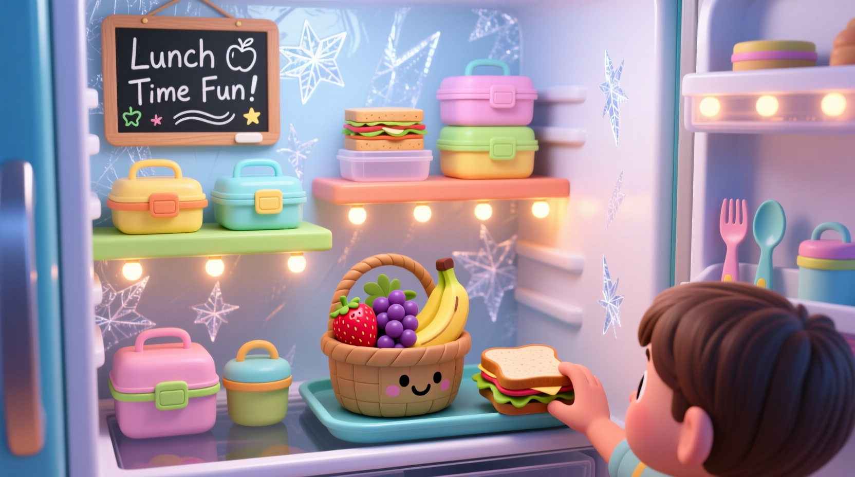 create a kids lunch making station in your fridge