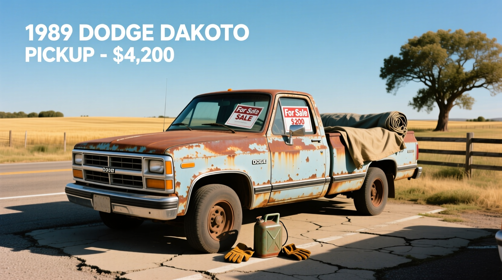 1989 Dodge Dakota pickup truck for sale, front three-quarter view