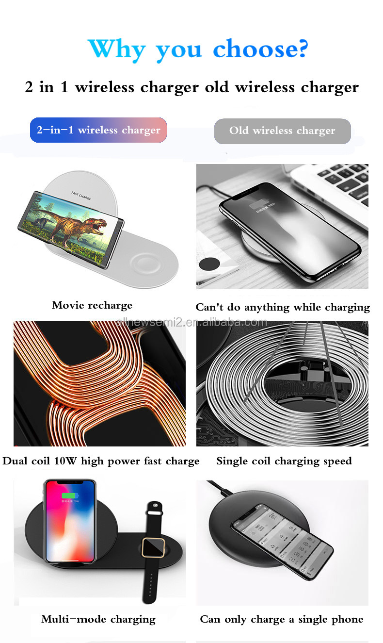 Wholesale new private mode mobile phone watch multifunctional 2 in 1 wireless charger suitable for iphonexs / NOTE9