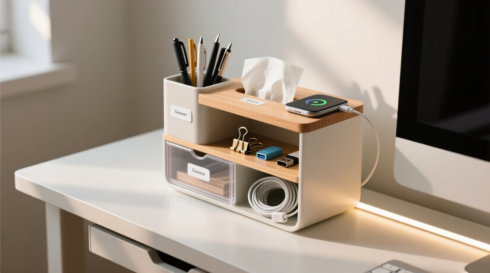 creative ways to organize your desk using a tissue box holder for maximum efficiency