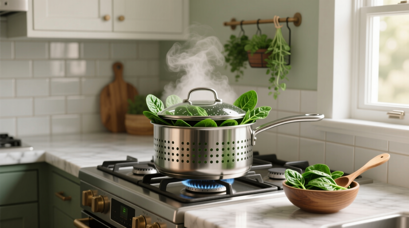 how to steam spinach on stove
