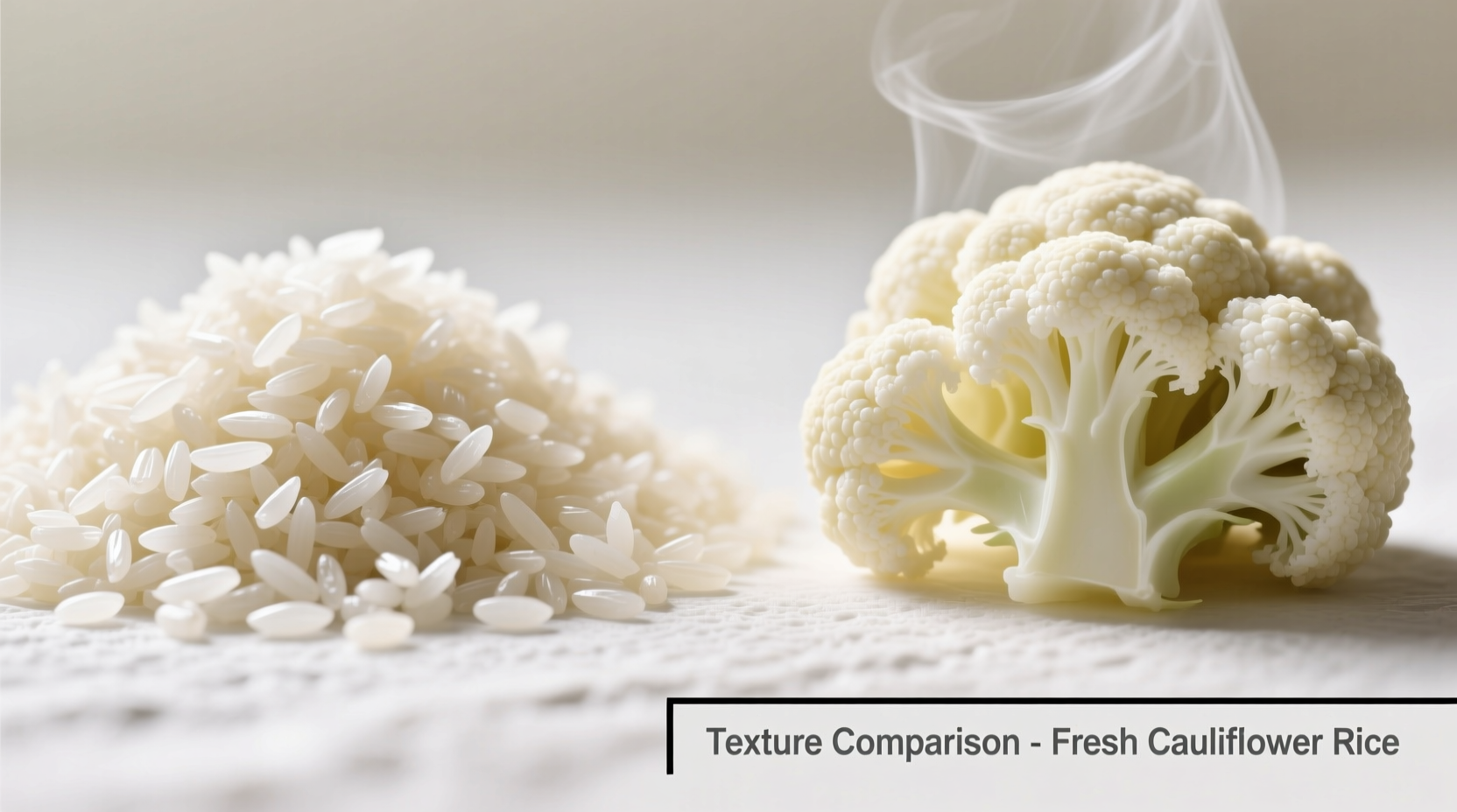 Fresh cauliflower rice texture comparison
