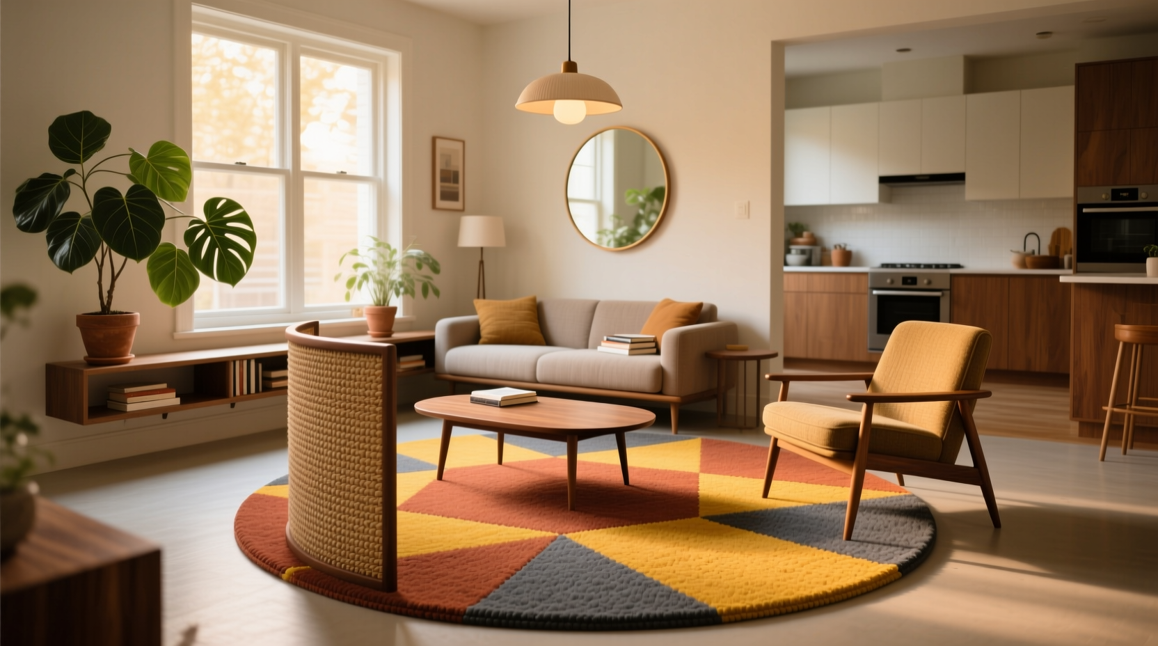creative ways to use a round floor mat to define and enhance your space