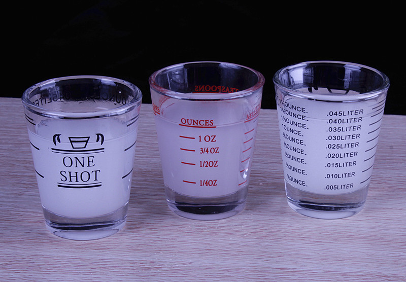 30毫升透明厚玻璃盎司杯浓缩咖啡混合杯四测盎司秤杯厨房测量工具