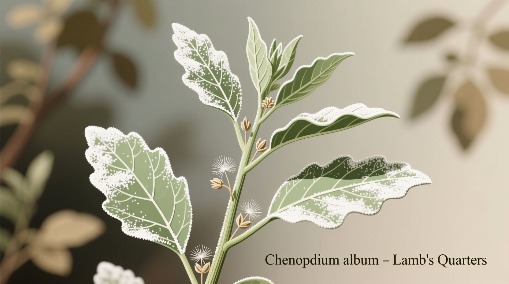 Lamb's quarters plant with white-dusted leaves