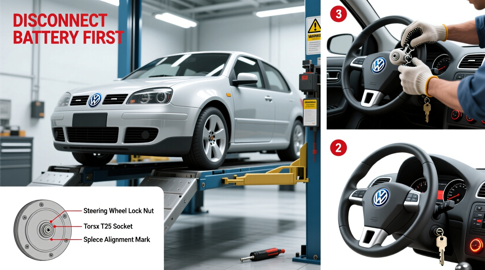 mk4 gti steering wheel install