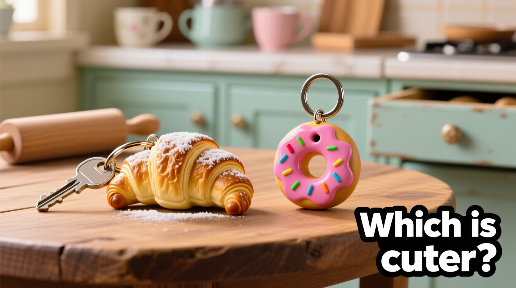croissant keychain vs donut keychain which carb loaded accessory is the cutest