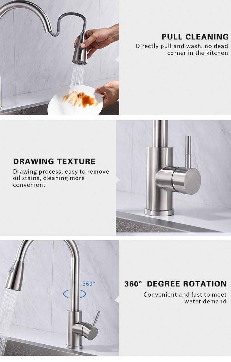 Kitchen Faucet Stainless Steel 304 Water Tap Modern Kichen Kitchen Taps Pull Out Sprayer Kitchen Mixer Sink Faucets