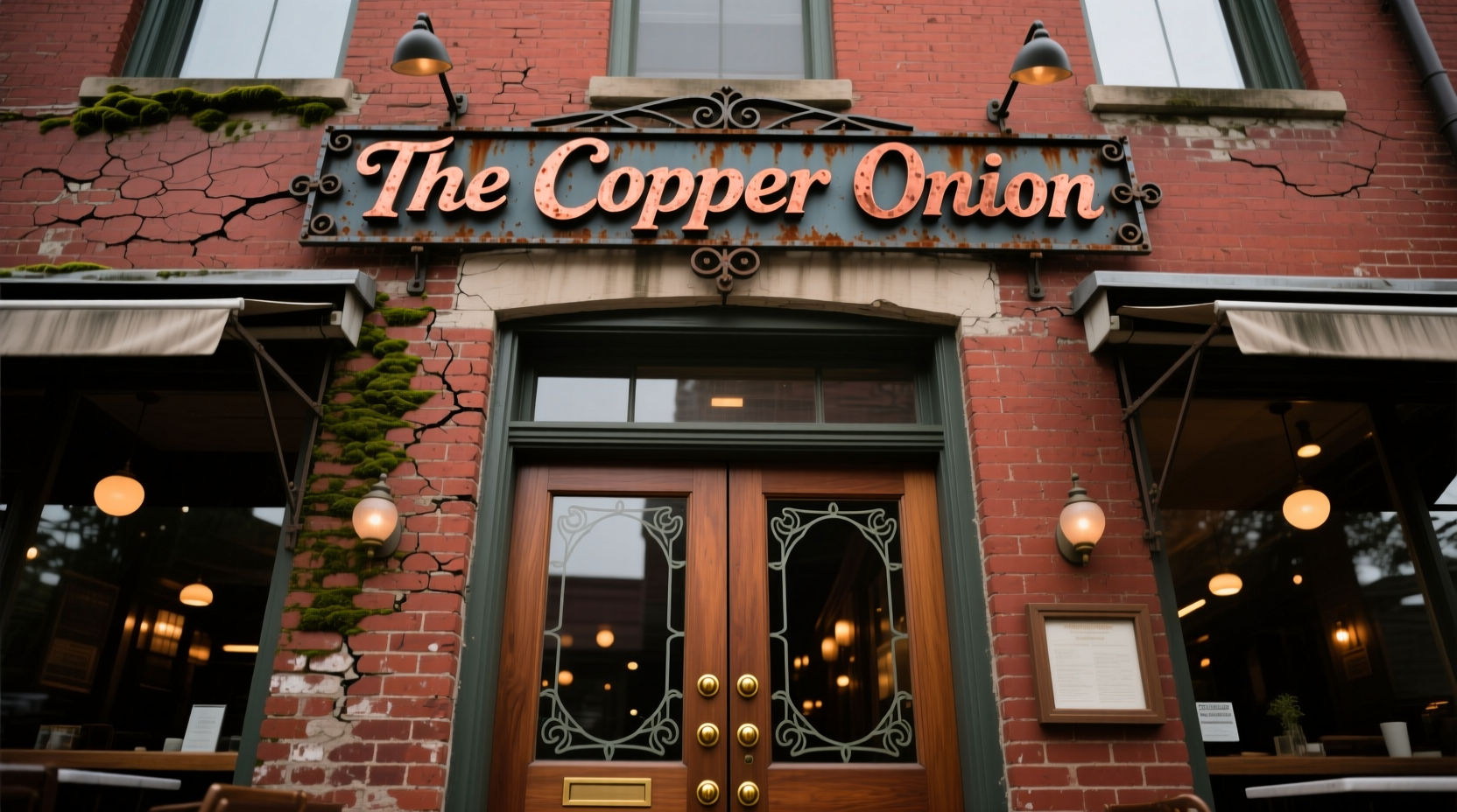 Historic brick facade of The Copper Onion restaurant