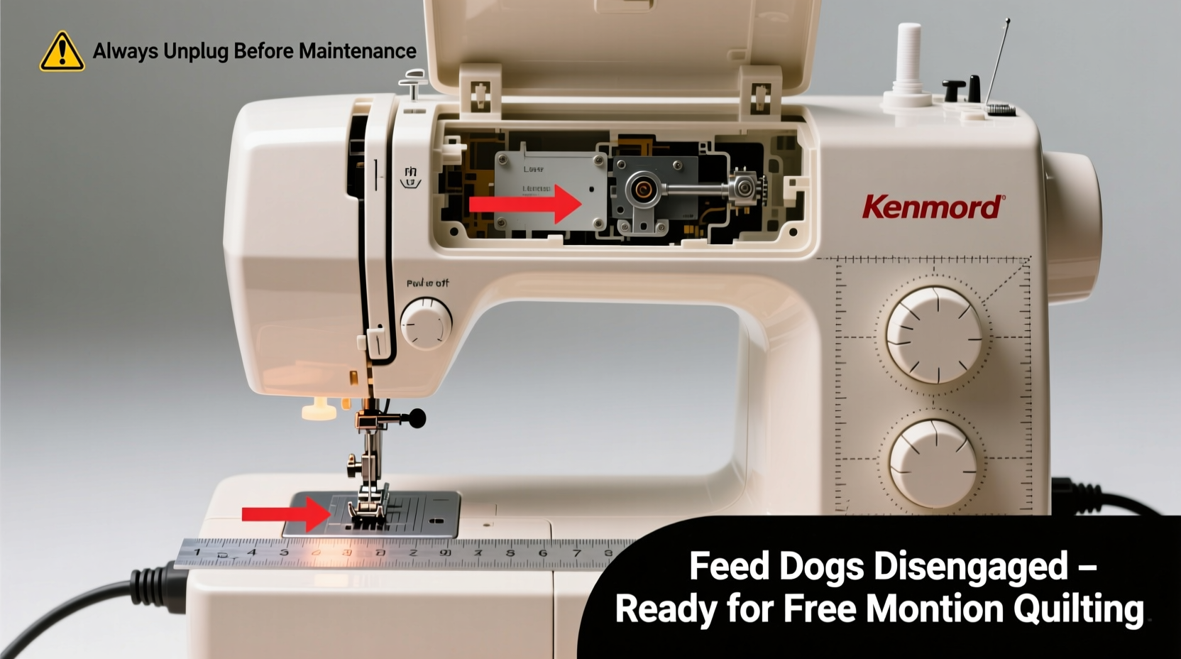 step by step guide how to safely disable feed dogs on your kenmore sewing machine for smooth free motion quilting