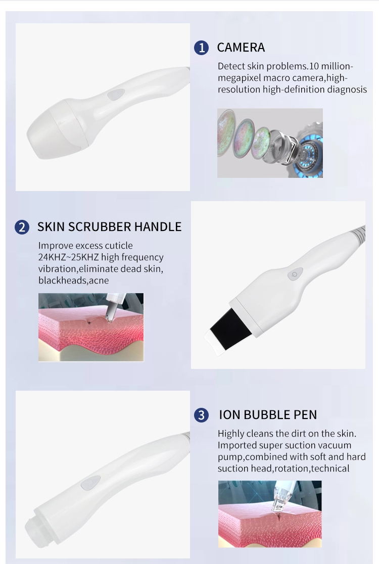Hydra Beauty Smart Ice Blue 7 in 1 RF Ion Bubble Pen Dermabrasion Skin Analysis Scrubber Water Oxygen Facal Manage Salon Machine