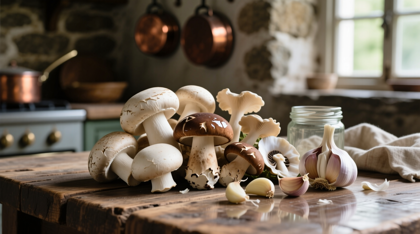 mushrooms and garlic