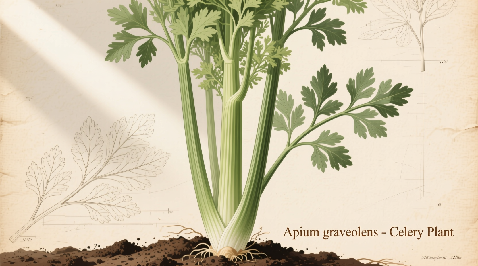 Celery plant showing above-ground stalks and leaves