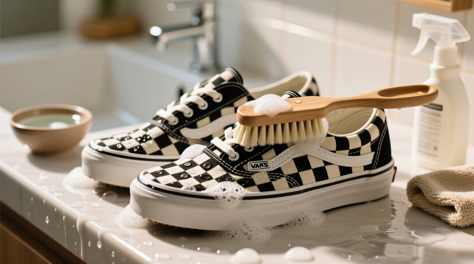 how to clean checkered vans