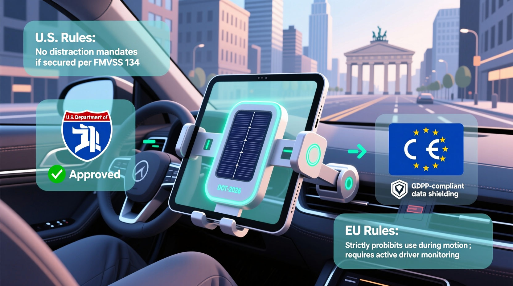tablet holder car legality 2026