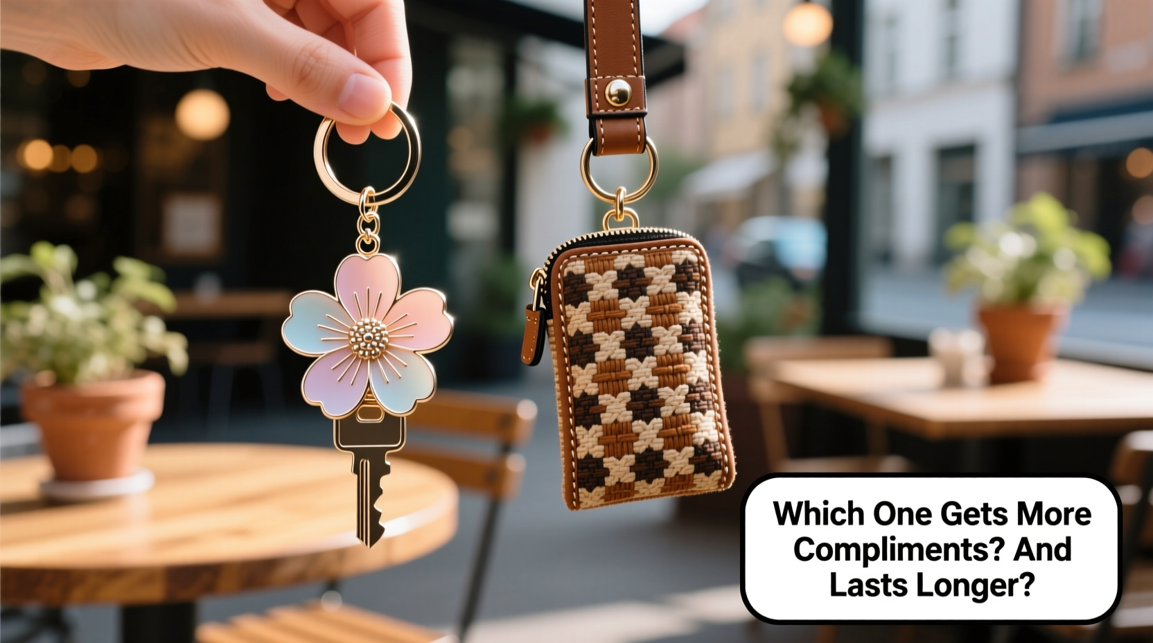 flower keychain vs fabric keychain which one gets more compliments and lasts longer