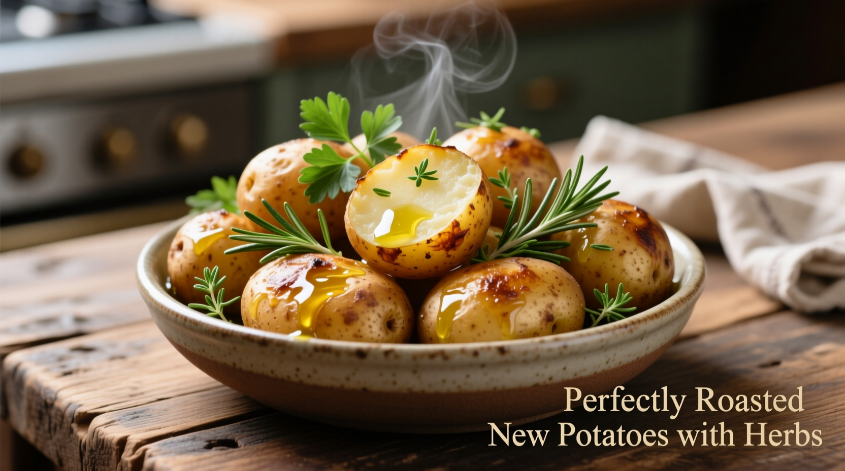 Perfectly roasted new potatoes with herbs