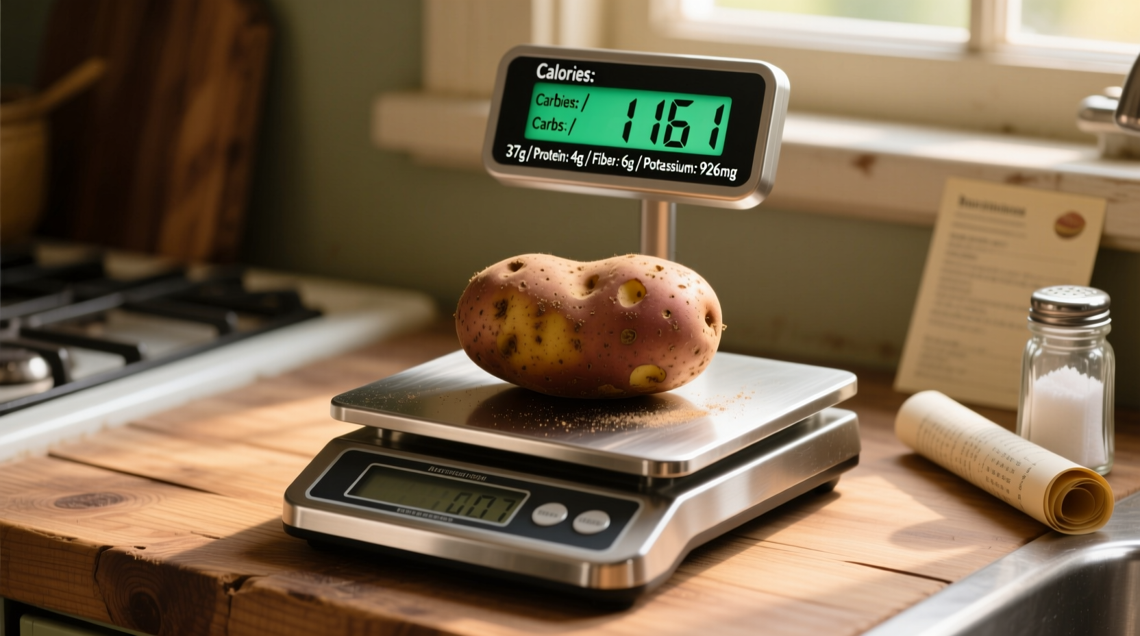 Russet potato nutrition facts on kitchen scale