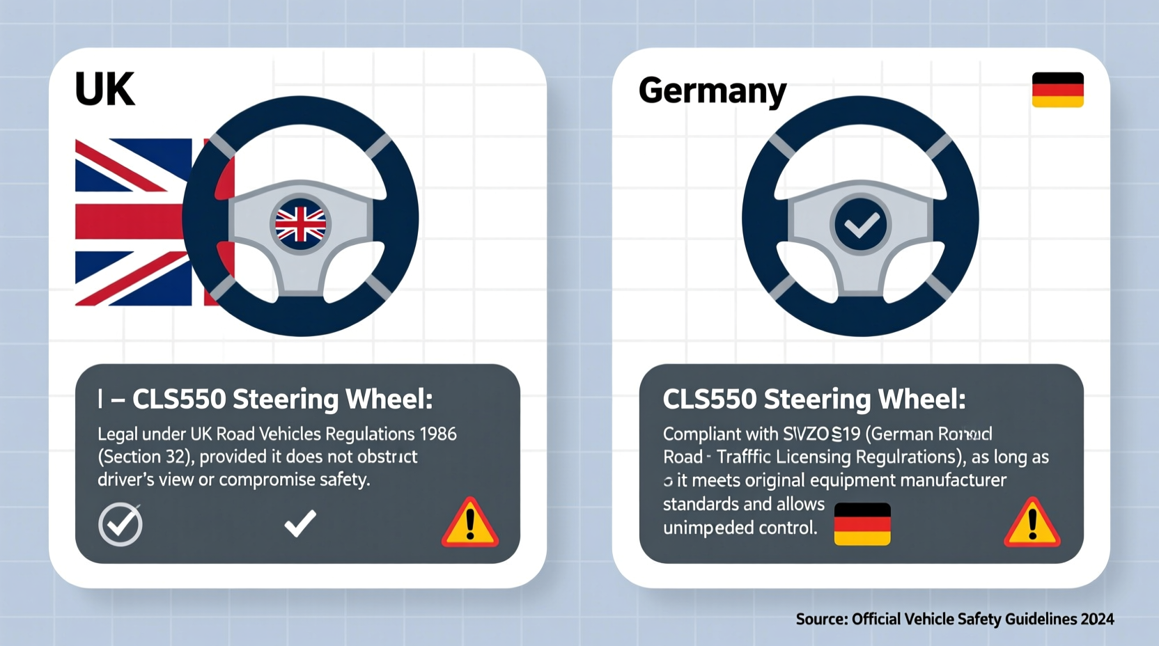 cls550 steering wheel legal uk germany