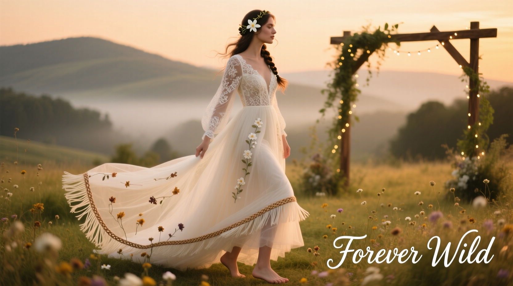 a line boho wedding dress