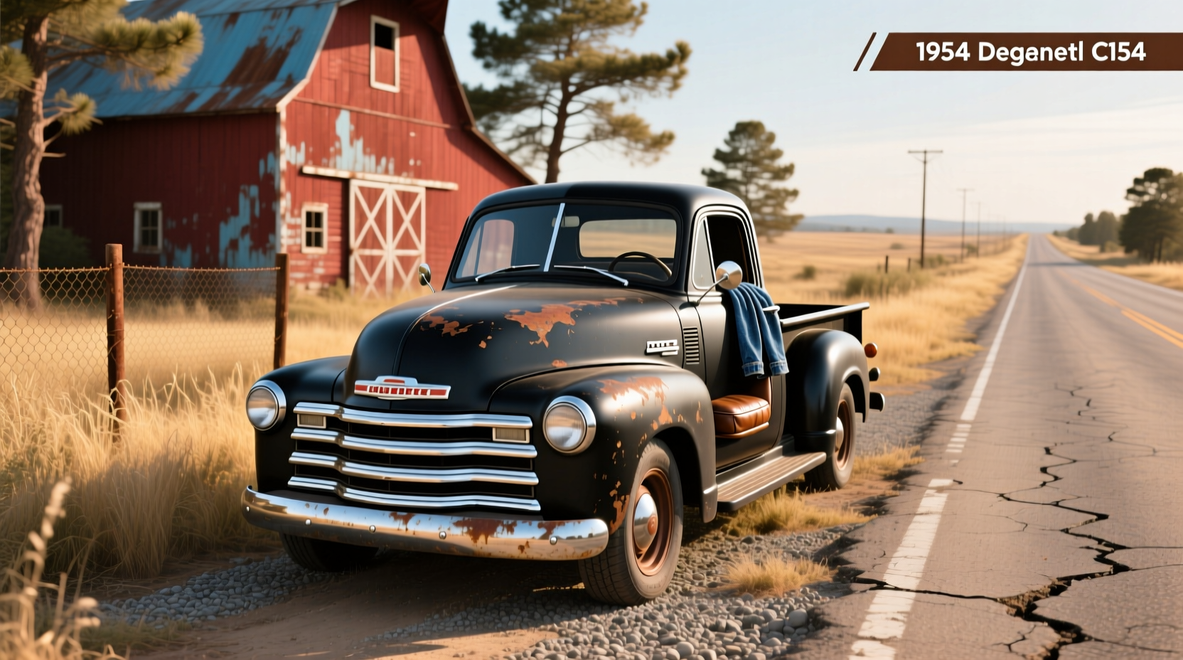 1954 Chevrolet pickup truck front left view showing curved windshield and chrome grille