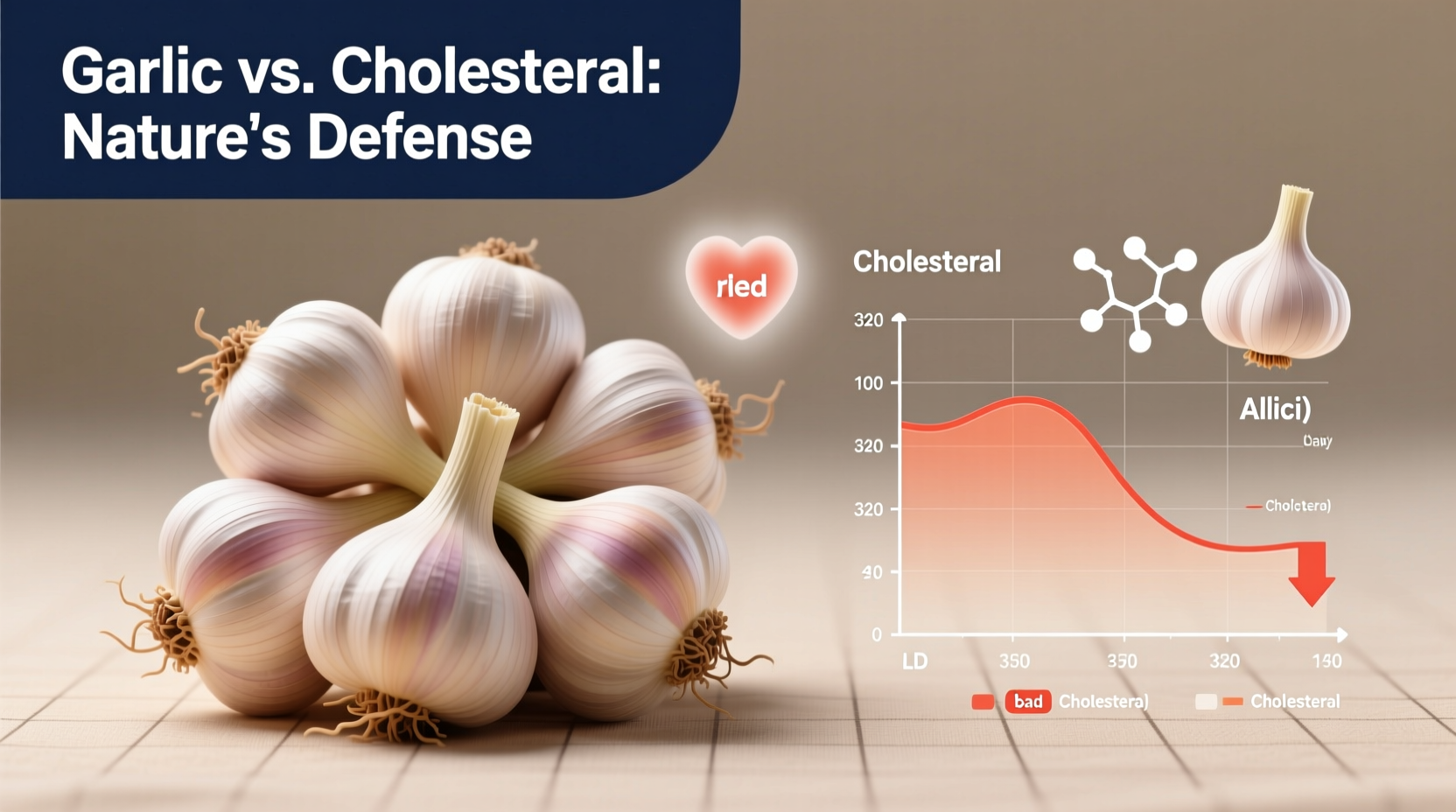 Garlic cloves and cholesterol chart comparison