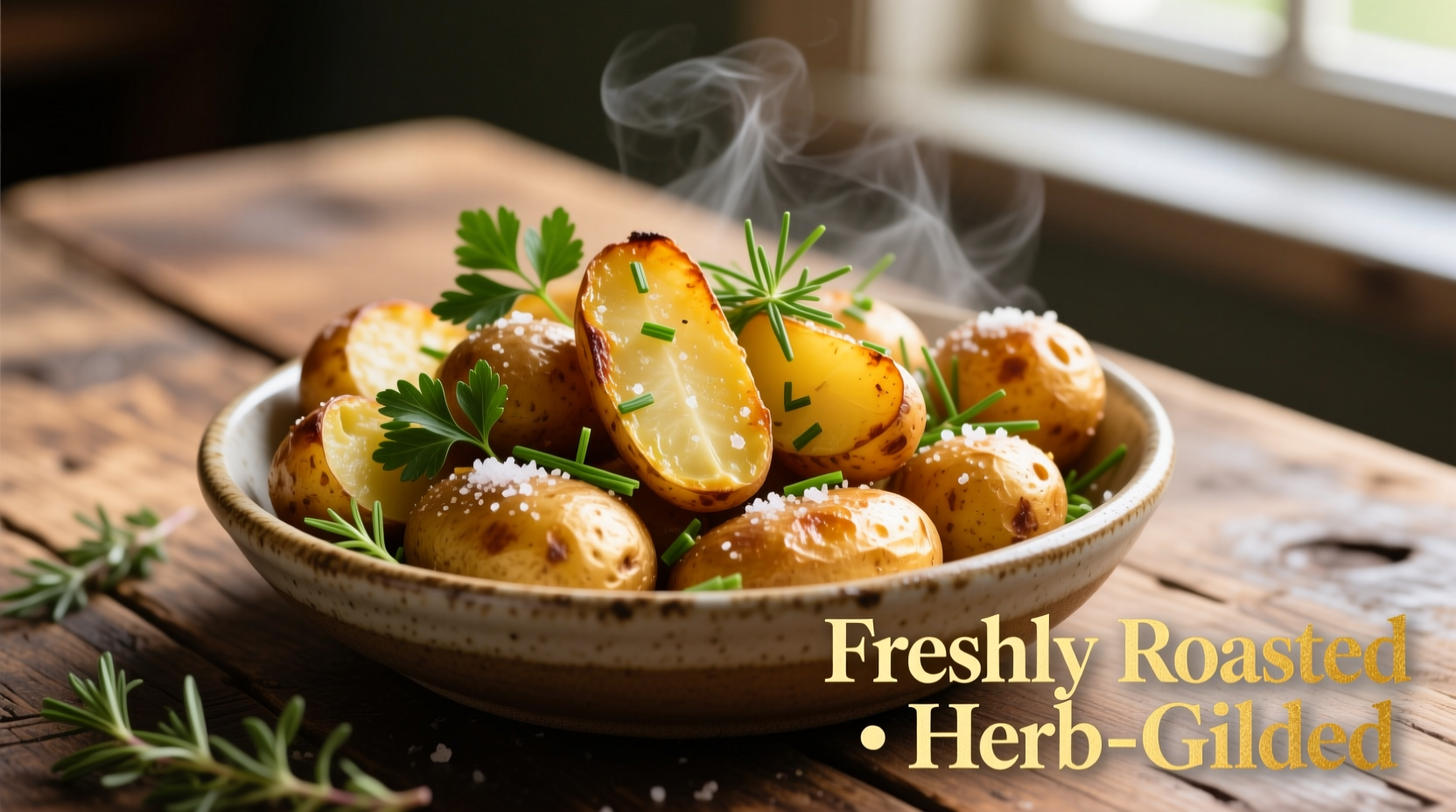 Golden roasted fingerling potatoes with fresh herbs
