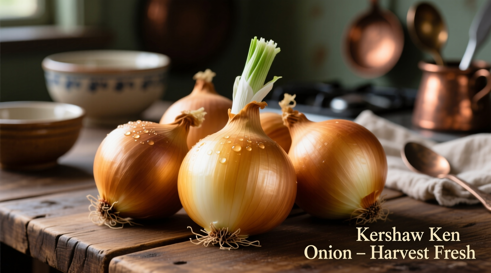 Kershaw Ken onion bulbs with golden skin and firm texture