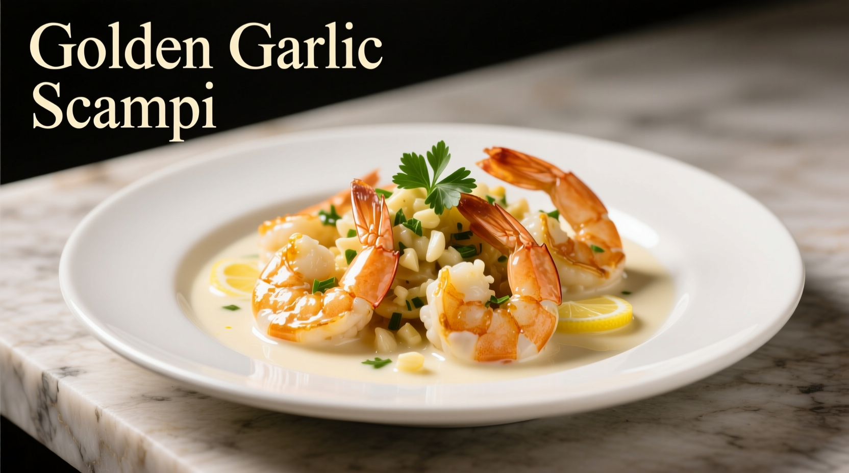 Perfect golden garlic shrimp scampi in white wine sauce