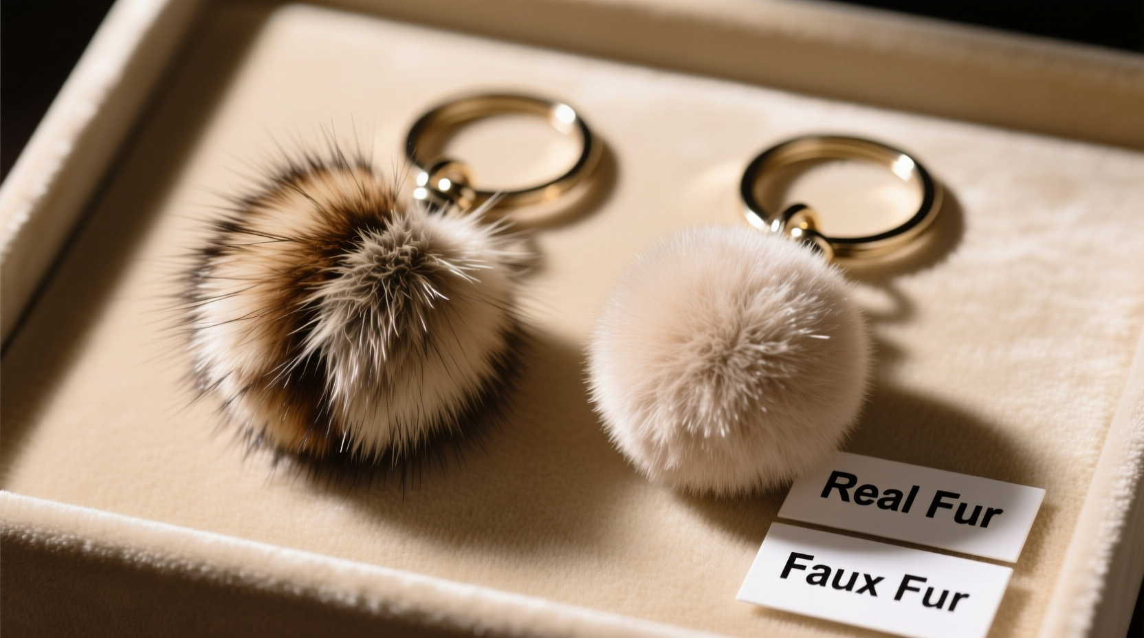real fur vs faux fur pompom keychains can you really tell the difference without touching