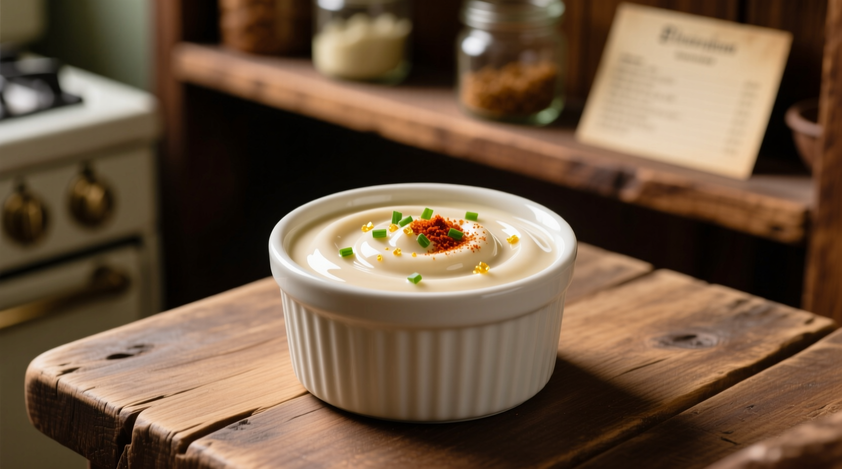 Creamy blooming onion dipping sauce in ramekin