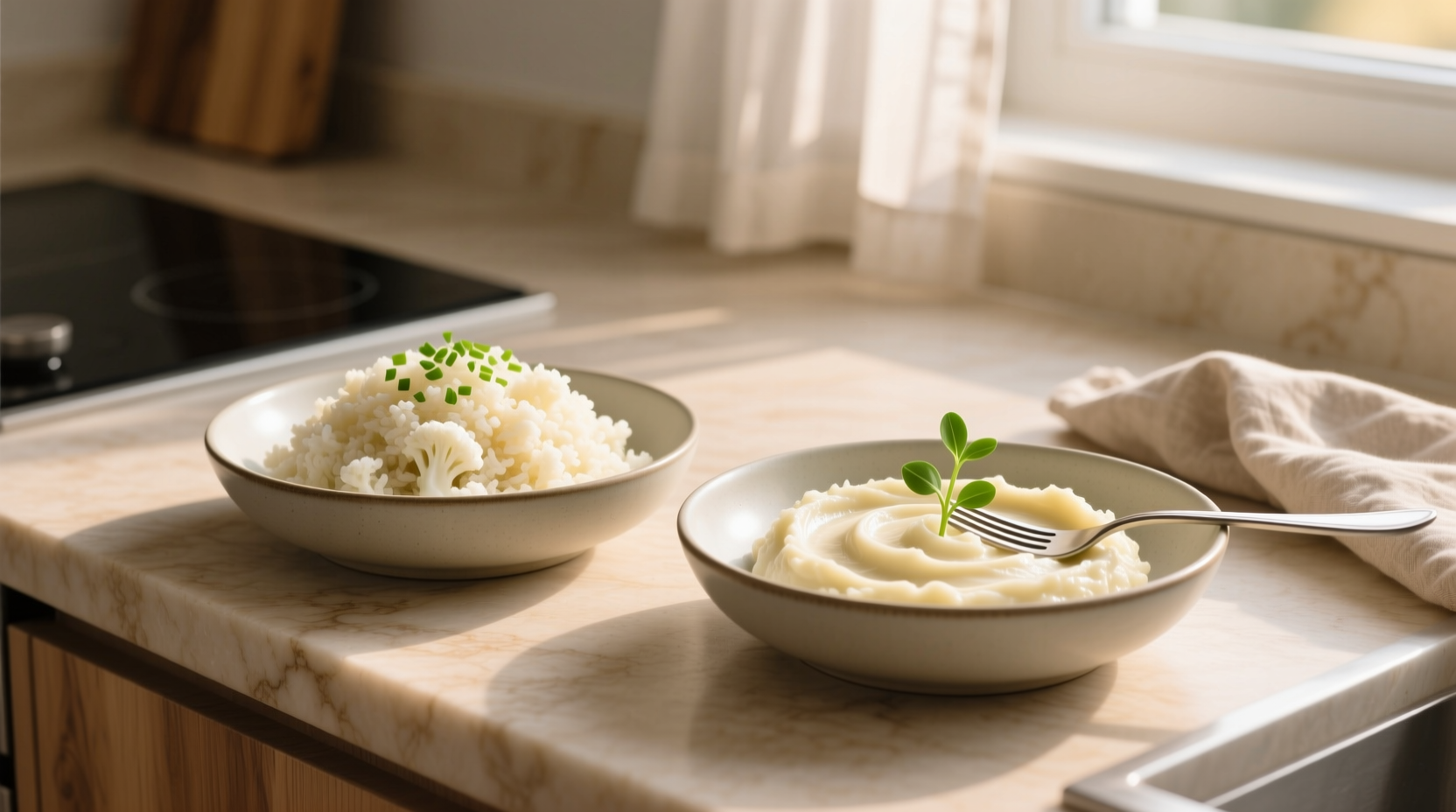 Cauliflower rice and mashed cauliflower side dishes