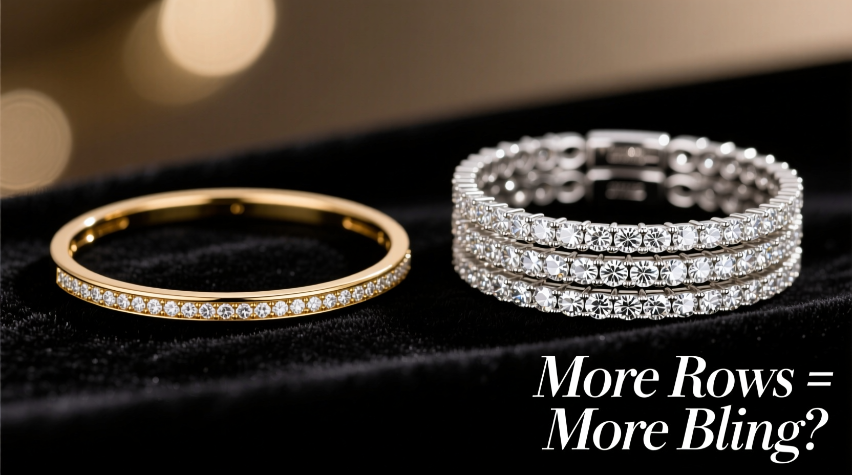 single row vs multi row diamond bracelet does more bling actually look better