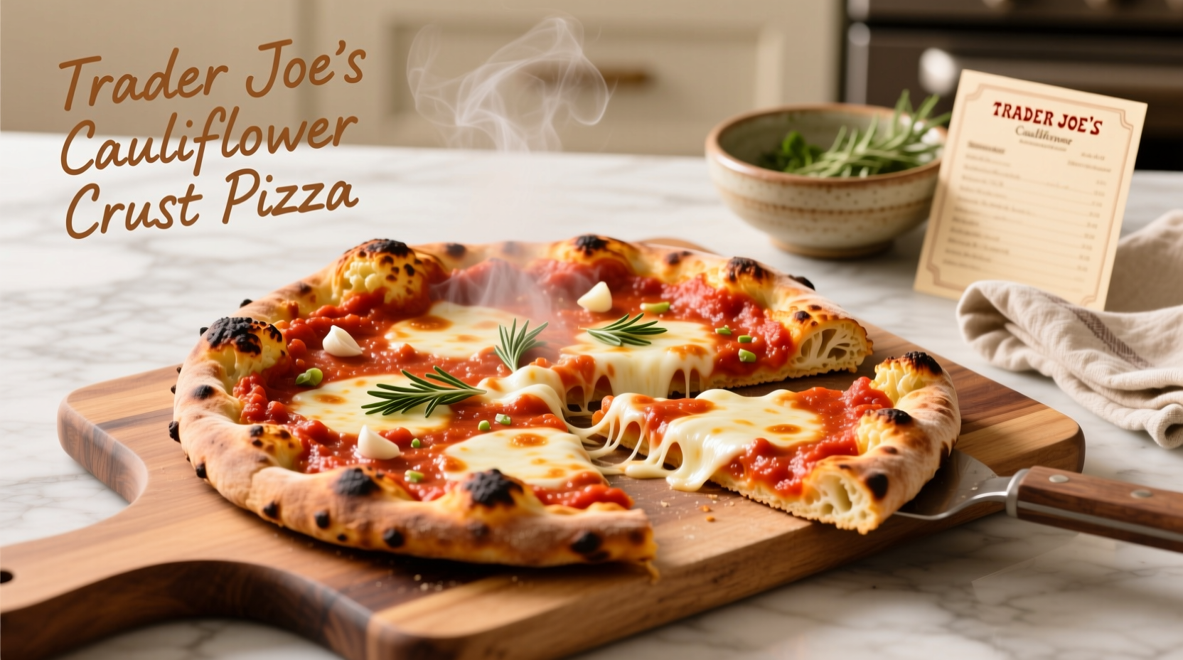 Trader Joe's cauliflower crust pizza with tomato sauce and cheese