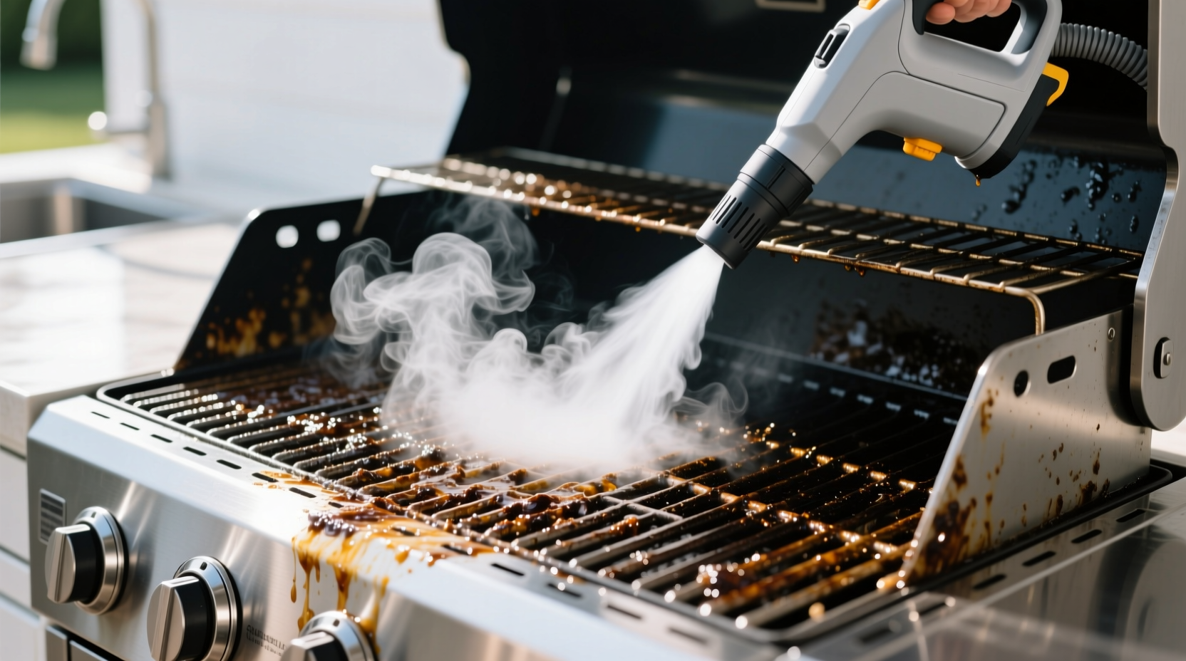 clean your grill fast with a steam cleaner
