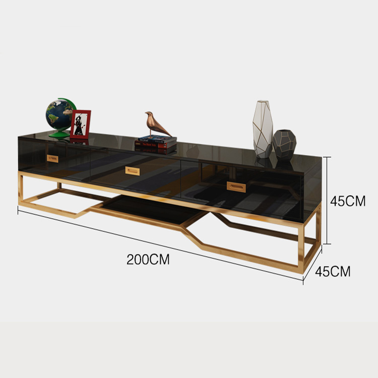 High Gloss Metal Frame TV Cabinet 200 x 45 x 45cm Plasma Medium Modern TV Unit Cabinet