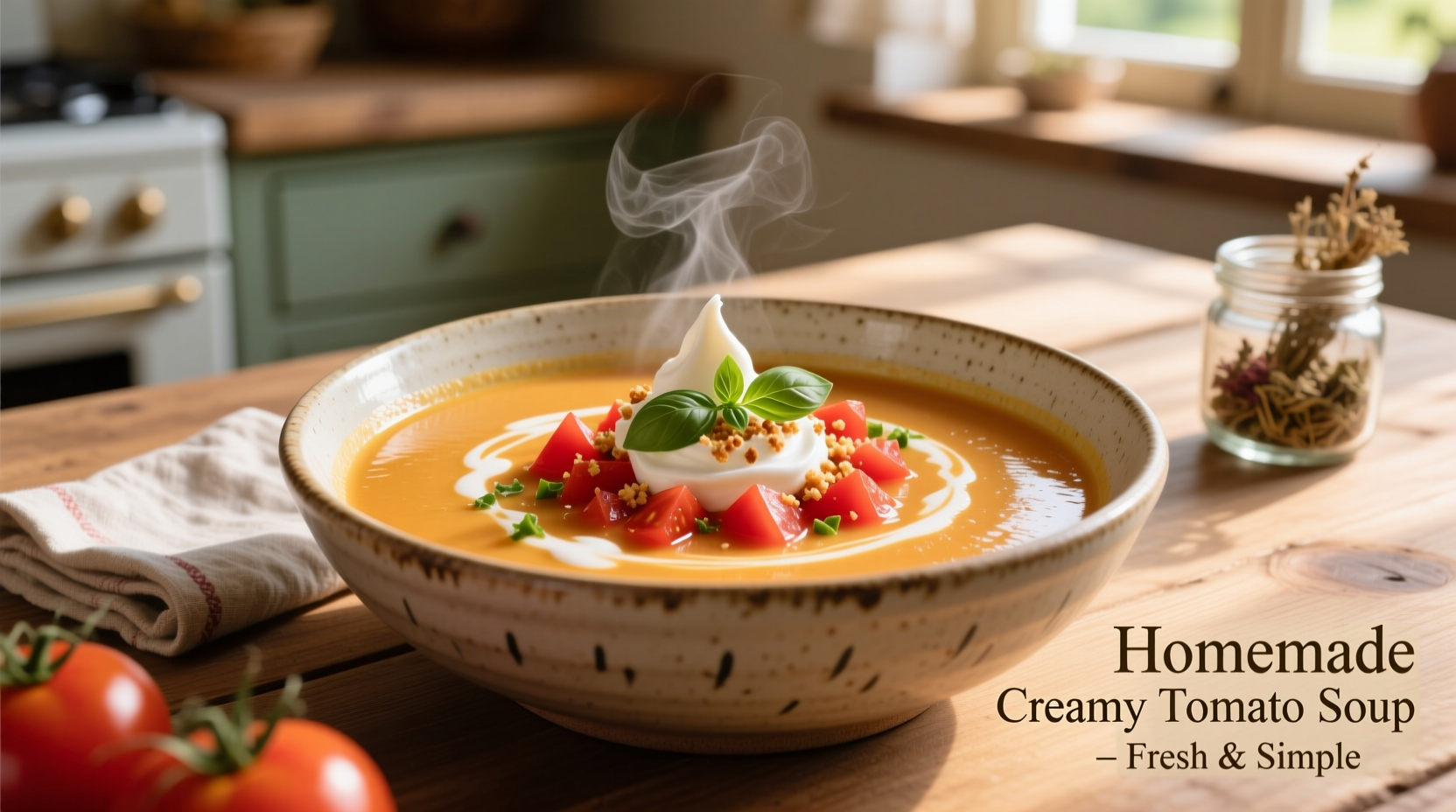 creamy tomato soup with fresh tomatoes
