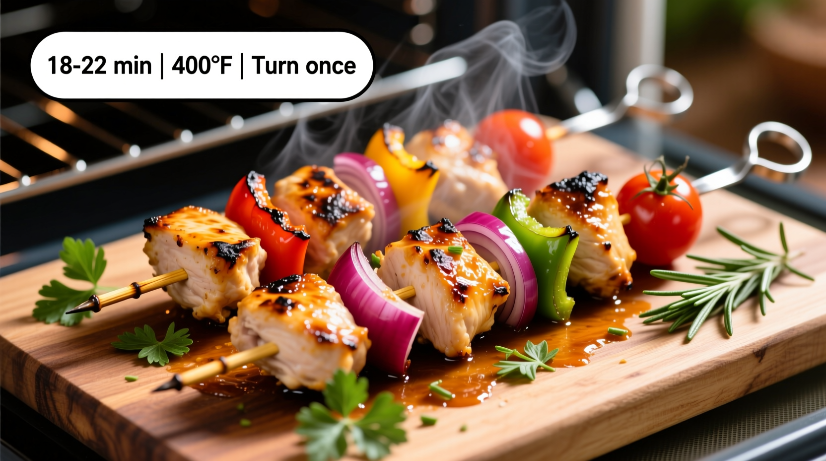 how long to cook chicken kabobs in oven
