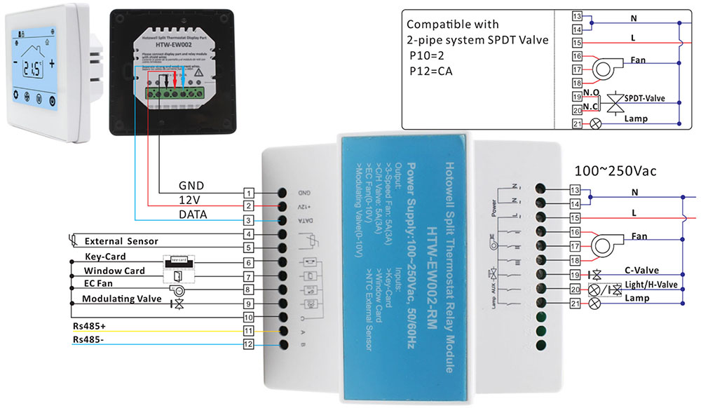 Hotel Smart Air Conditioning Controller Split Touch Screen Thermostat HTW-61-EW001-B
