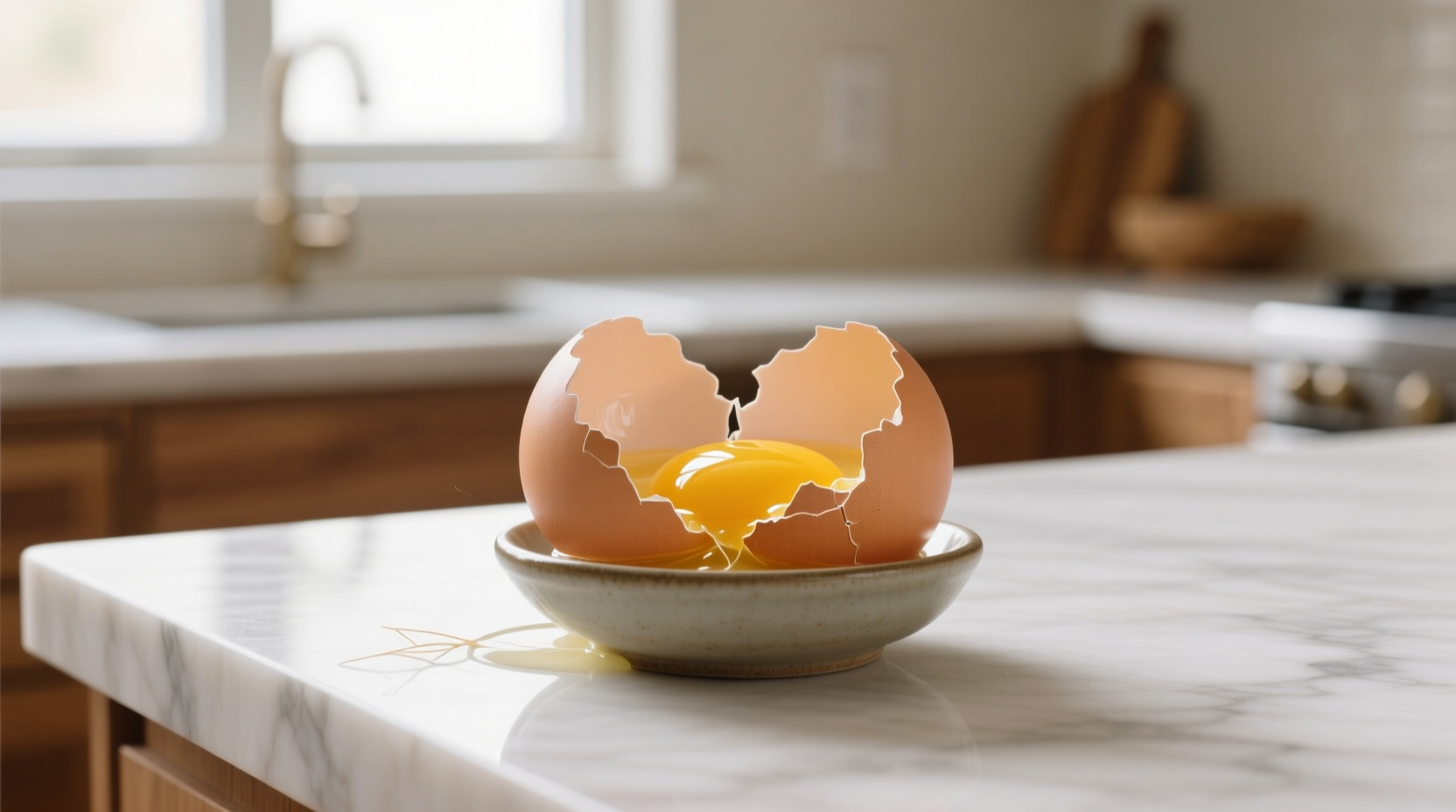 crack eggs on flat surfaces for less shell and better s
