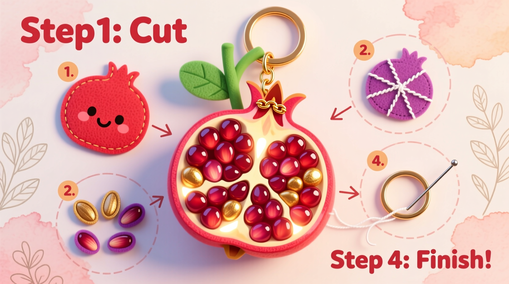 creative diy pomegranate keychain ideas step by step guide for beginners