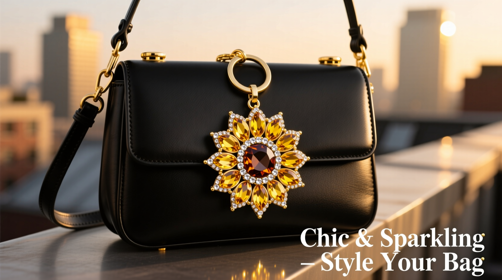 creative ways to style your handbag with a rhinestone sunflower keychain for a chic look