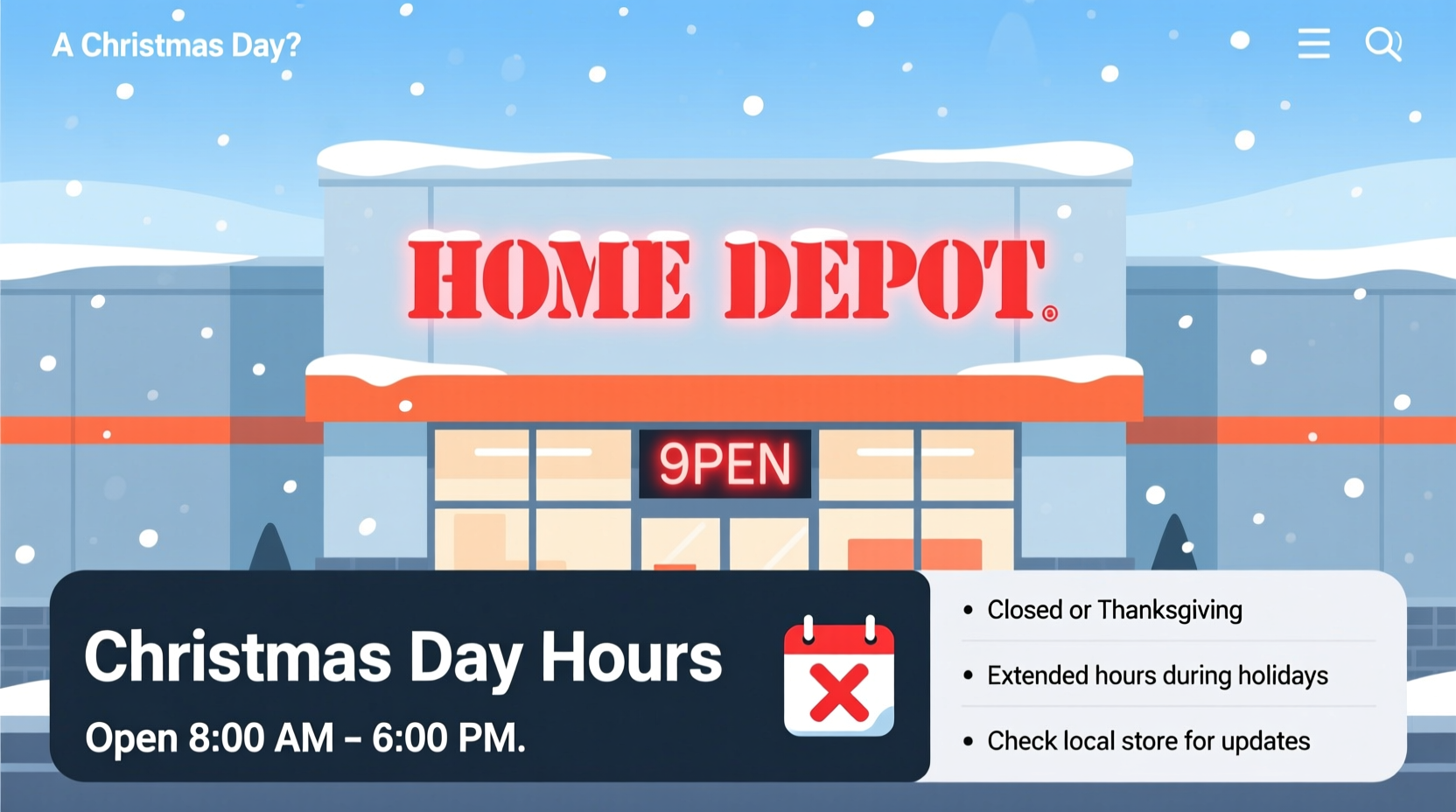 is home depot open on xmas