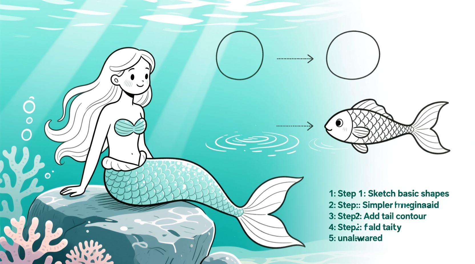easy mermaid drawing tutorial simple step by step guide for beginners