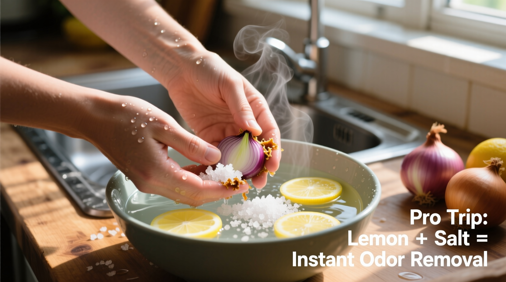 how do you get onion smell off hands